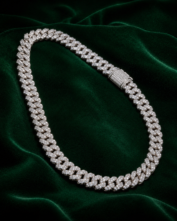 12mm prong Cuban link chain VVS1 moissanite iced out – House of Velluxe