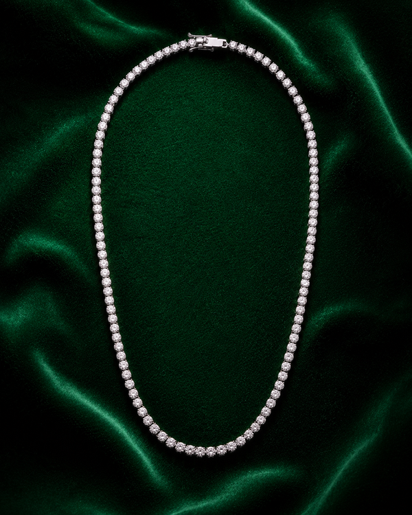3mm tennis chain fully iced VVS1 moissanite necklace – House of Velluxe