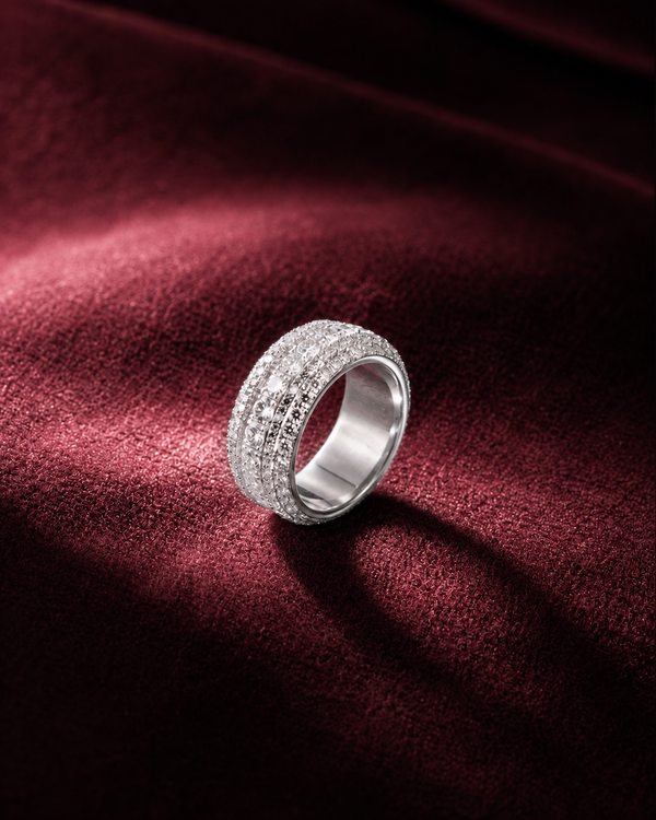 Full iced out pave moissanite ring VVS1 every surface – House of Velluxe