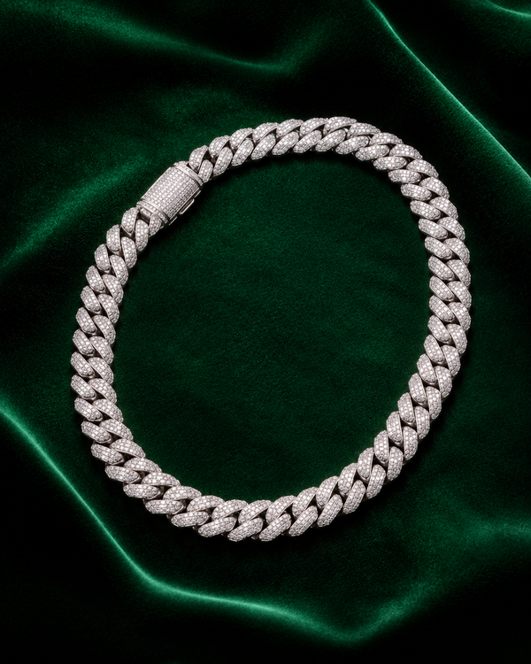 10mm prong Cuban link chain VVS1 moissanite iced out – House of Velluxe