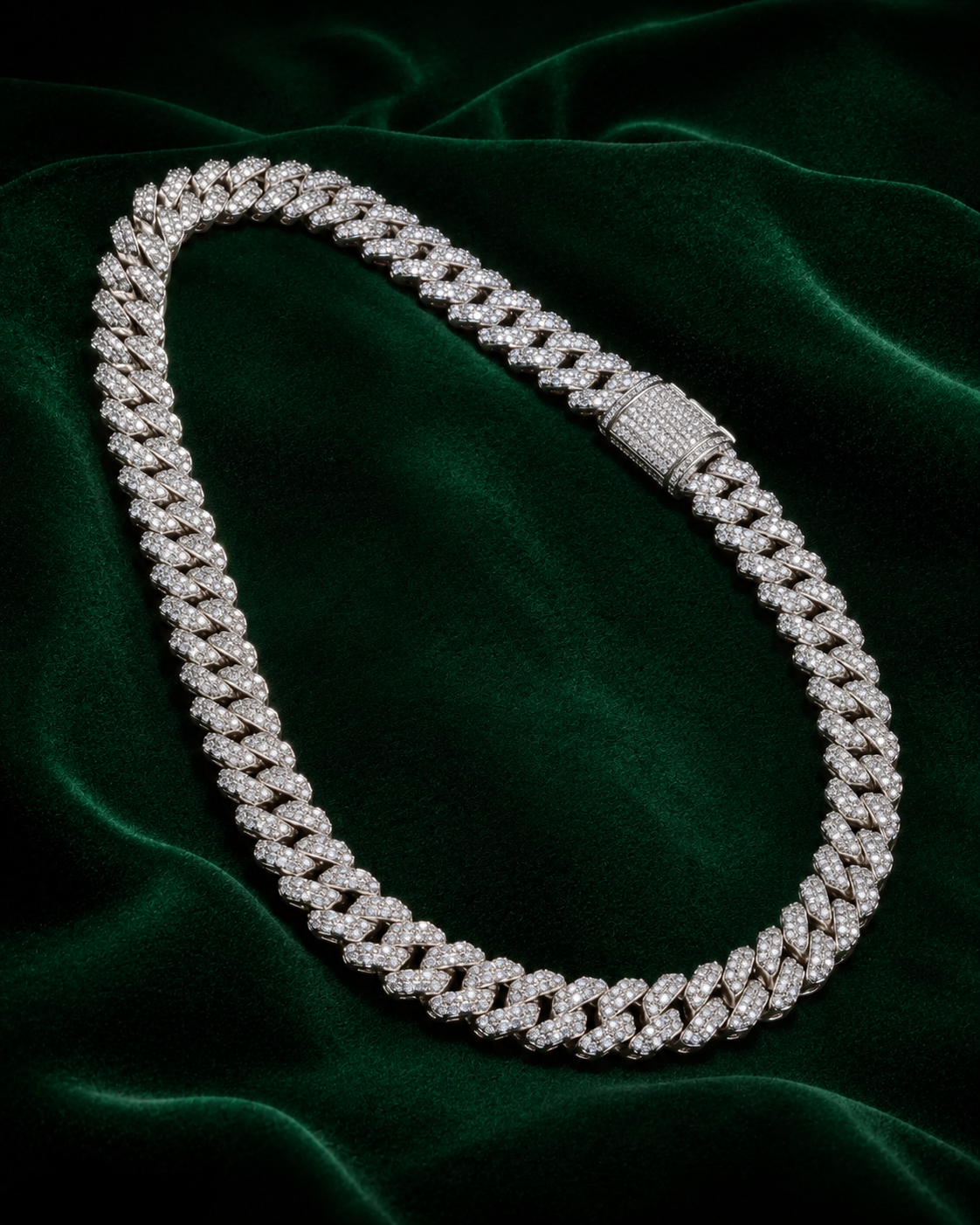 12mm prong Cuban link chain VVS1 moissanite iced out – House of Velluxe