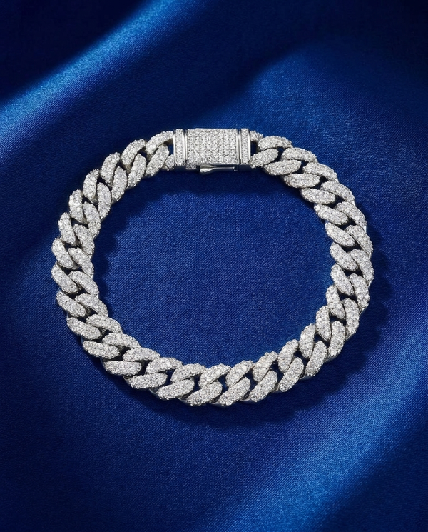 13mm Miami Cuban link bracelet fully iced with VVS1 moissanite – House of Velluxe