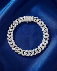 17mm Miami Cuban link bracelet fully iced VVS1 moissanite – overhead view