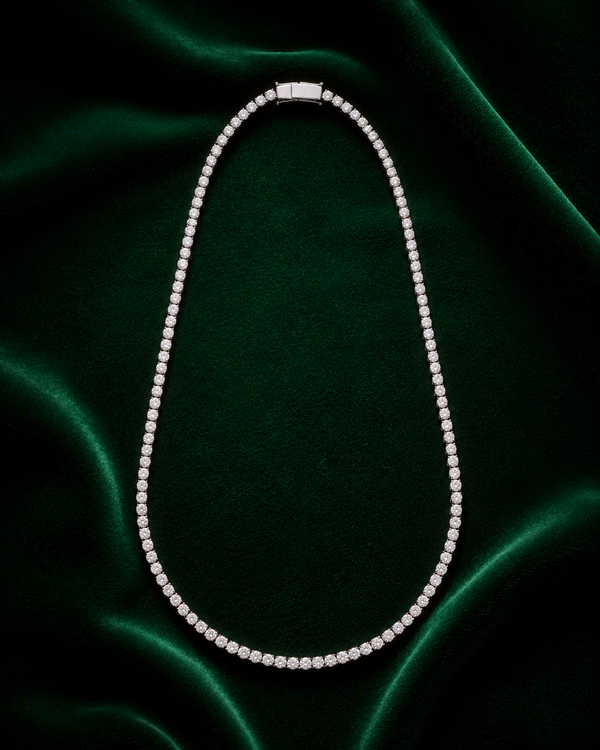 2mm tennis chain necklace VVS1 moissanite slim iced out – House of Velluxe
