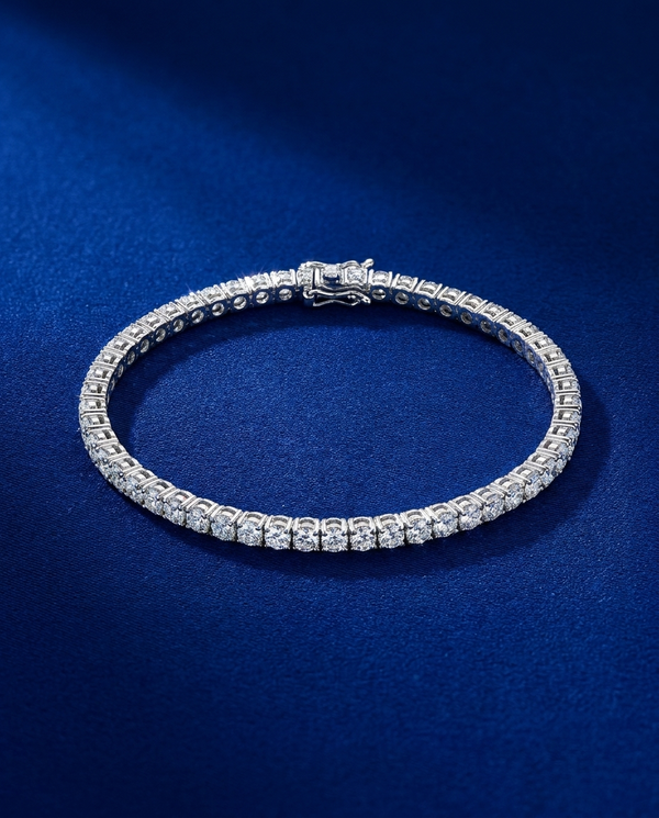 4mm tennis bracelet fully iced VVS1 moissanite – overhead view