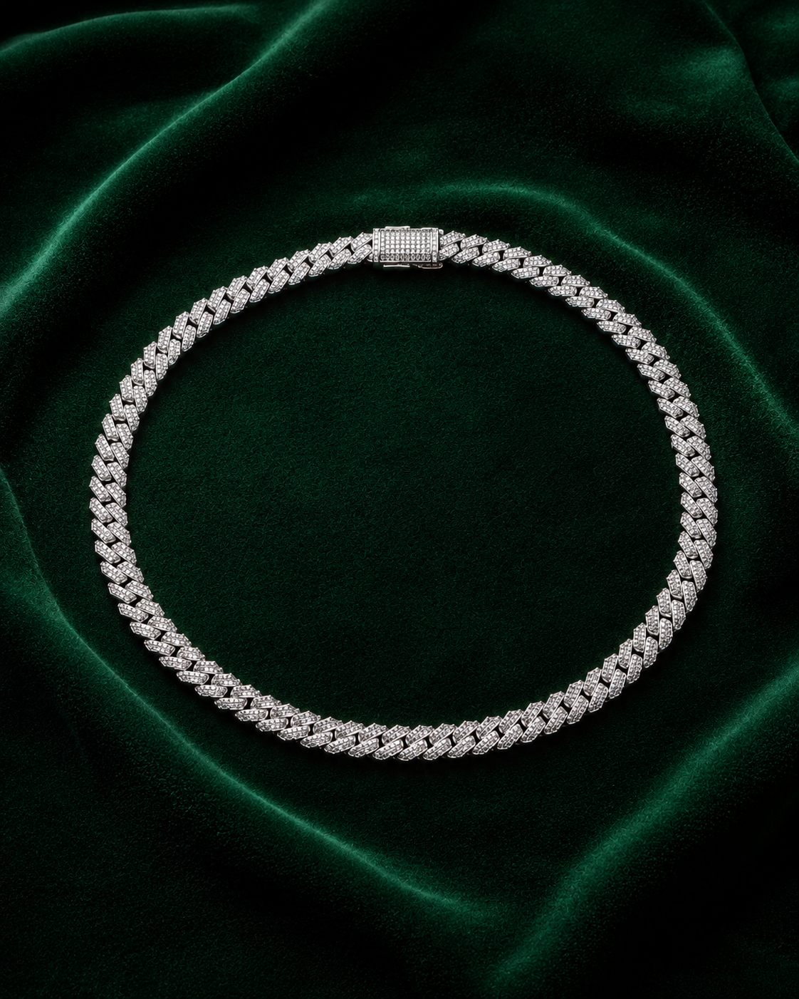 8mm prong Cuban link chain fully iced VVS1 moissanite – House of Velluxe