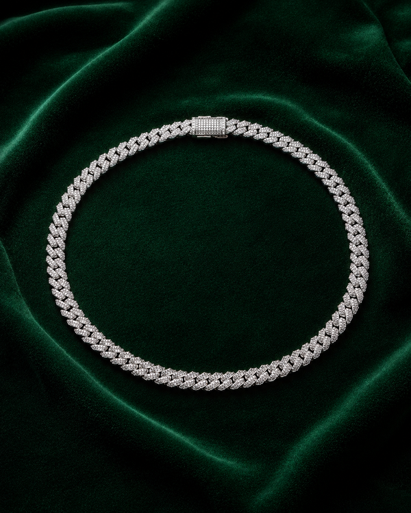8mm prong Cuban link chain fully iced VVS1 moissanite – House of Velluxe