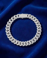 9mm Miami Cuban link bracelet fully iced VVS1 moissanite – overhead view